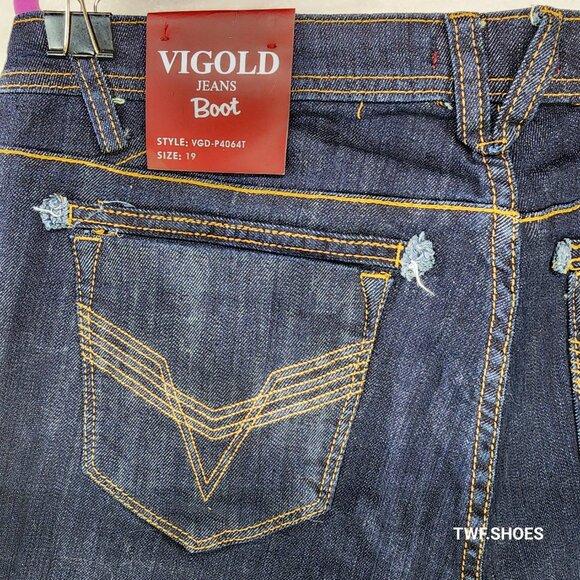 Size 19 x 37" Inseam Vigold Stretch Boot Jeans Tall Girls Dark Denim Vintage - Picture 5 of 10